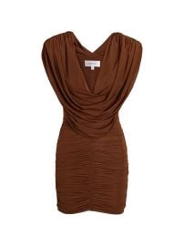 Ronny Kobo Kehlani V-neck Ruched Mini Dress | Brown | FARFETCH at Farfetch